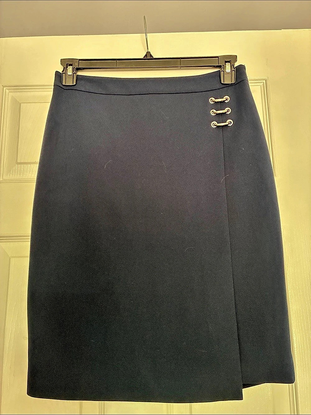 Calvin Klein Hardware Detail Midi Skirt Black Size 6 NWT
